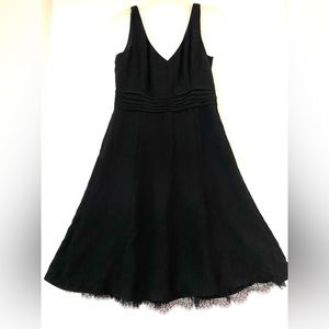 Ann Taylor Black Dress Petticoat Lace Hem Sz10 (sku176)